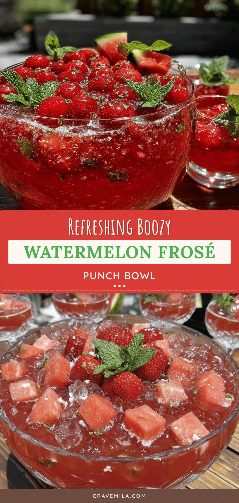 boozy watermelon frosé punch bowl recipe