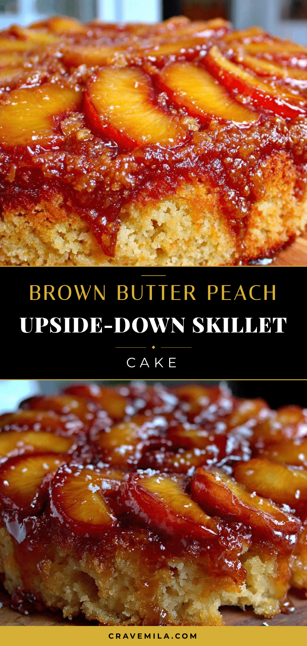 brown butter peach upside-down skillet cake recipe