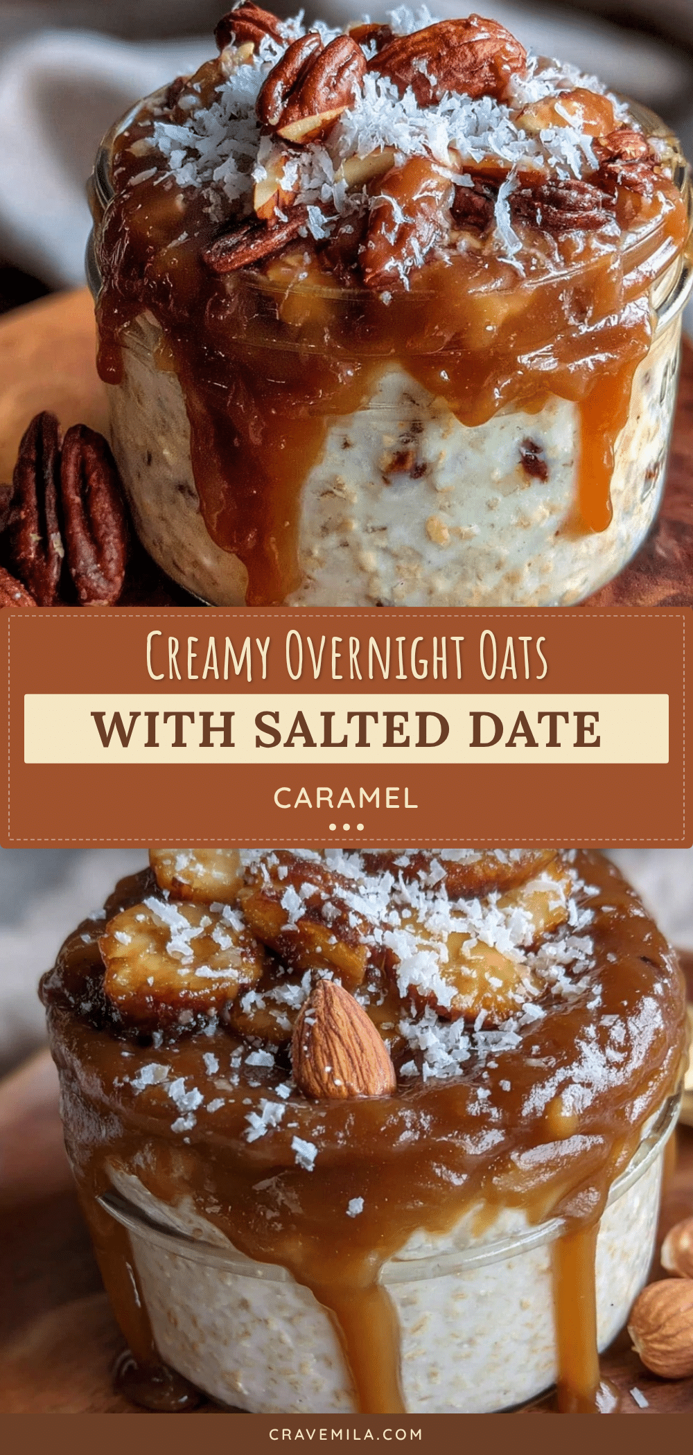 creamy overnight oats with salted date caramel recipe