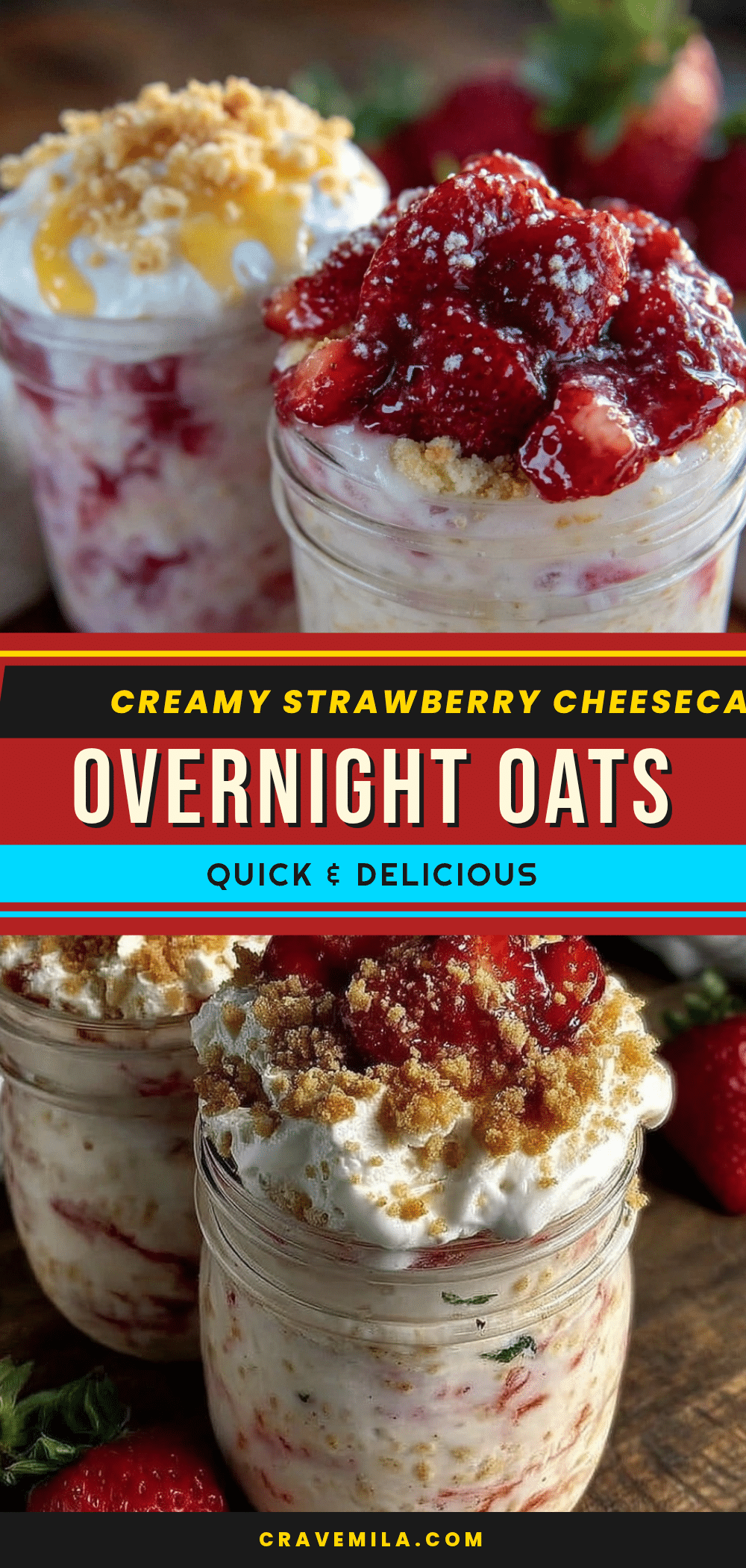 creamy strawberry cheesecake overnight oats recipe