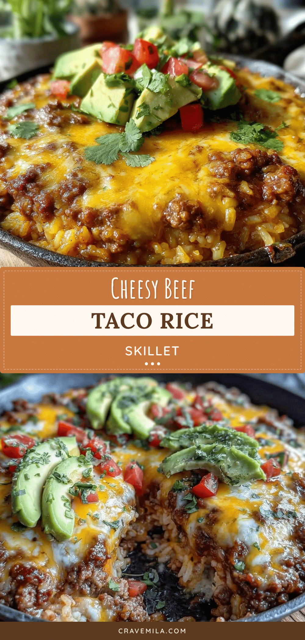 easy cheesy ground beef taco rice skillet recipe