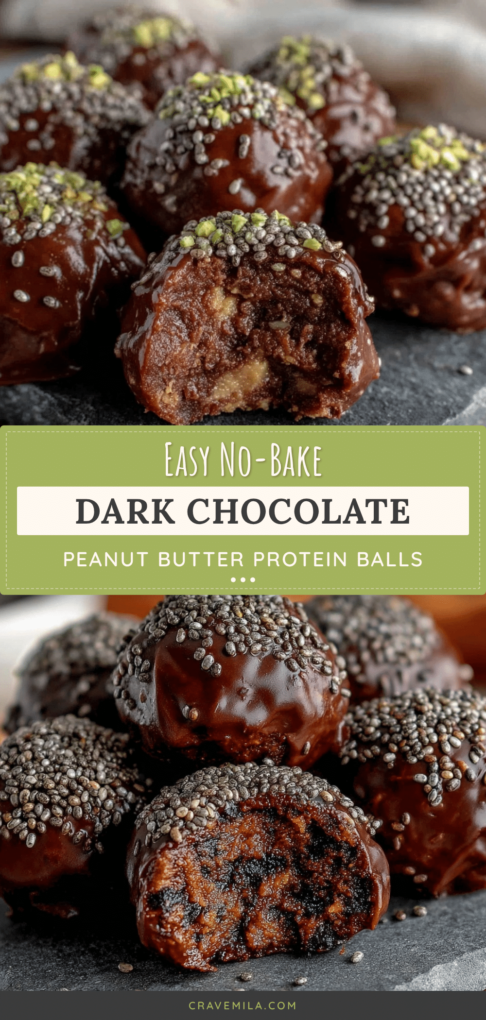 no-bake dark chocolate peanut butter protein balls recipe