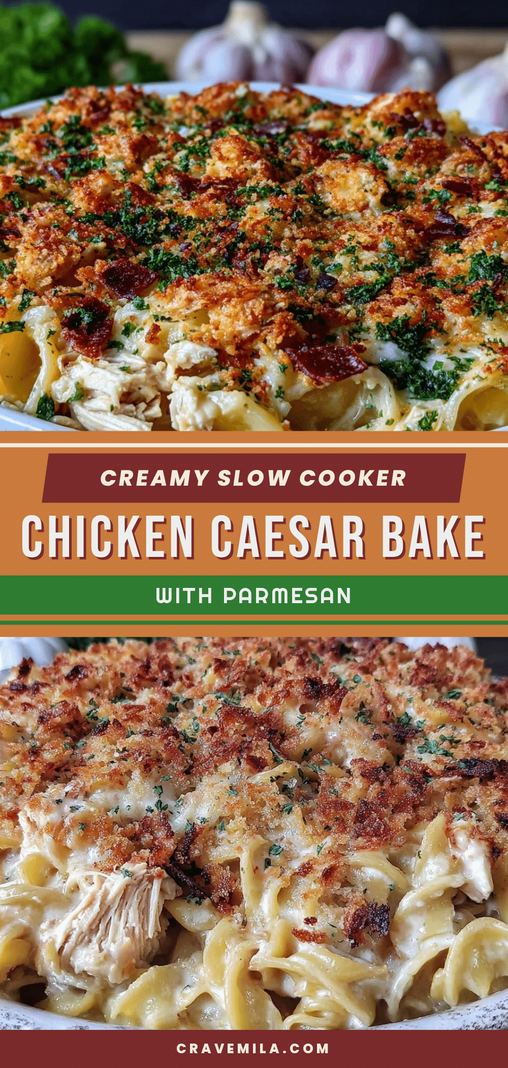 slow cooker chicken caesar pasta bake recipe
