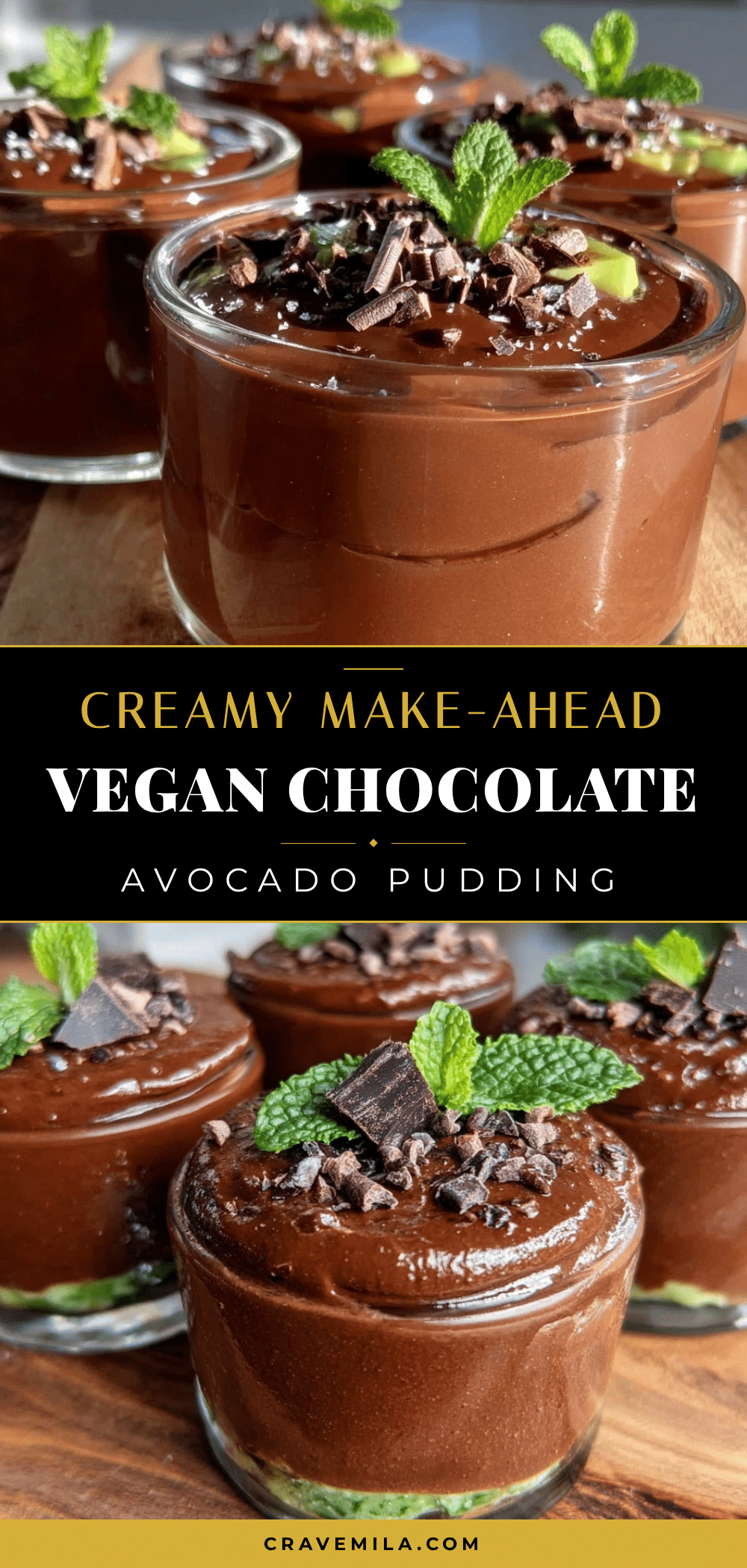 vegan chocolate avocado pudding cups recipe