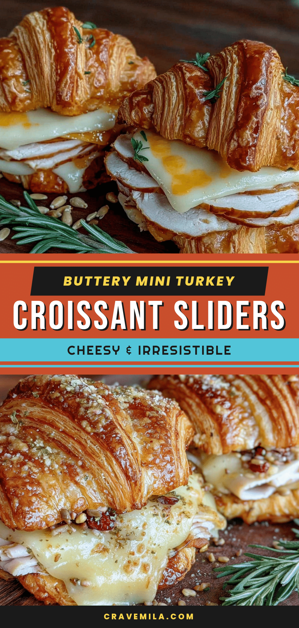 buttery mini turkey & cheese croissant sliders recipe