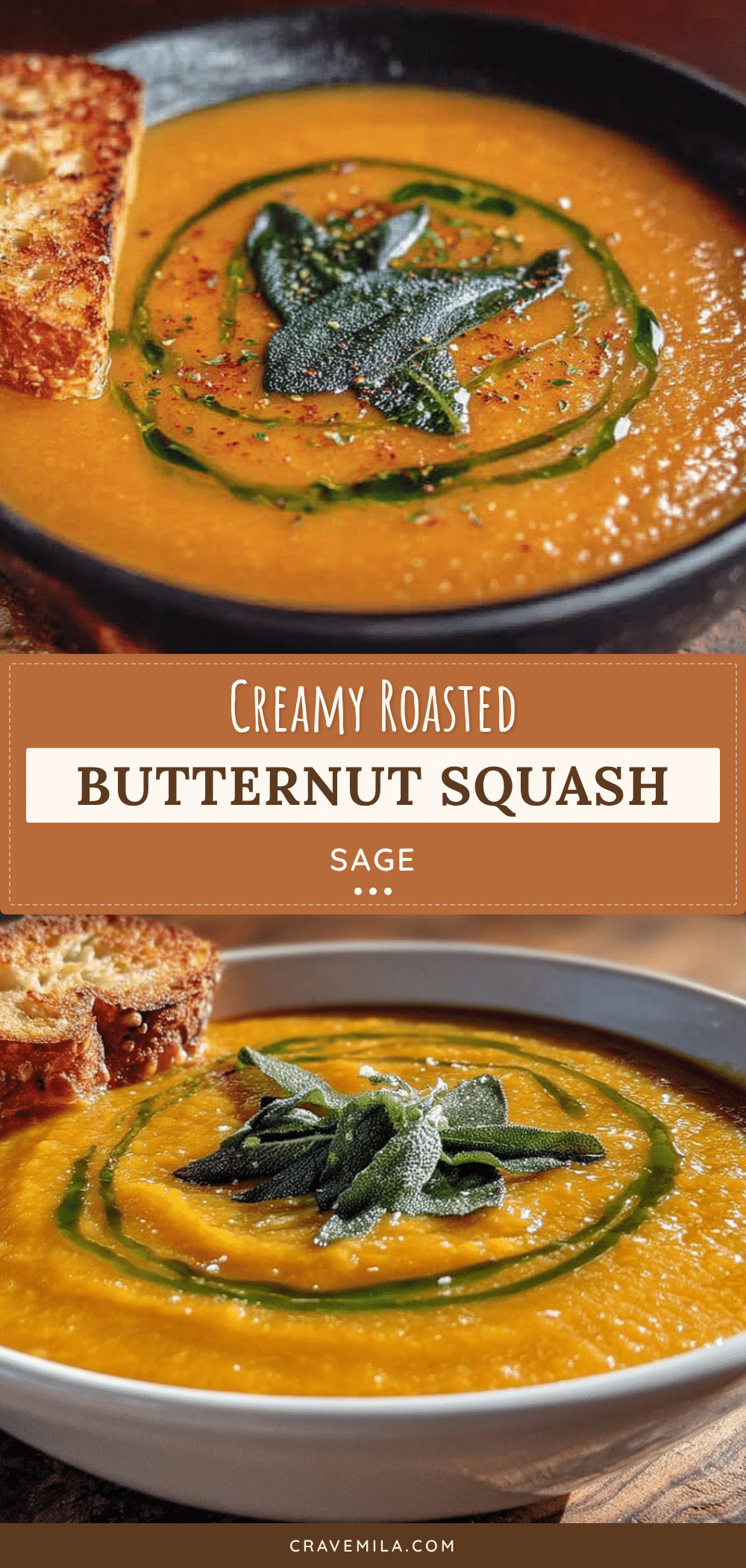 creamy roasted butternut squash soup with sage recipe