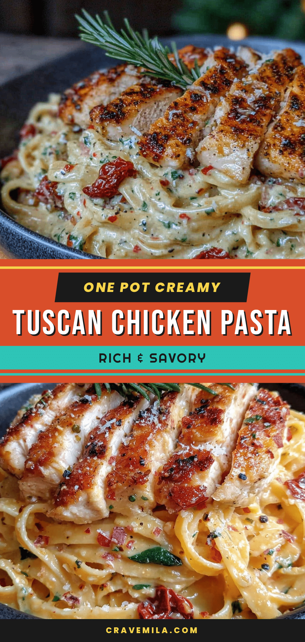creamy tuscan chicken pasta one pot recipe