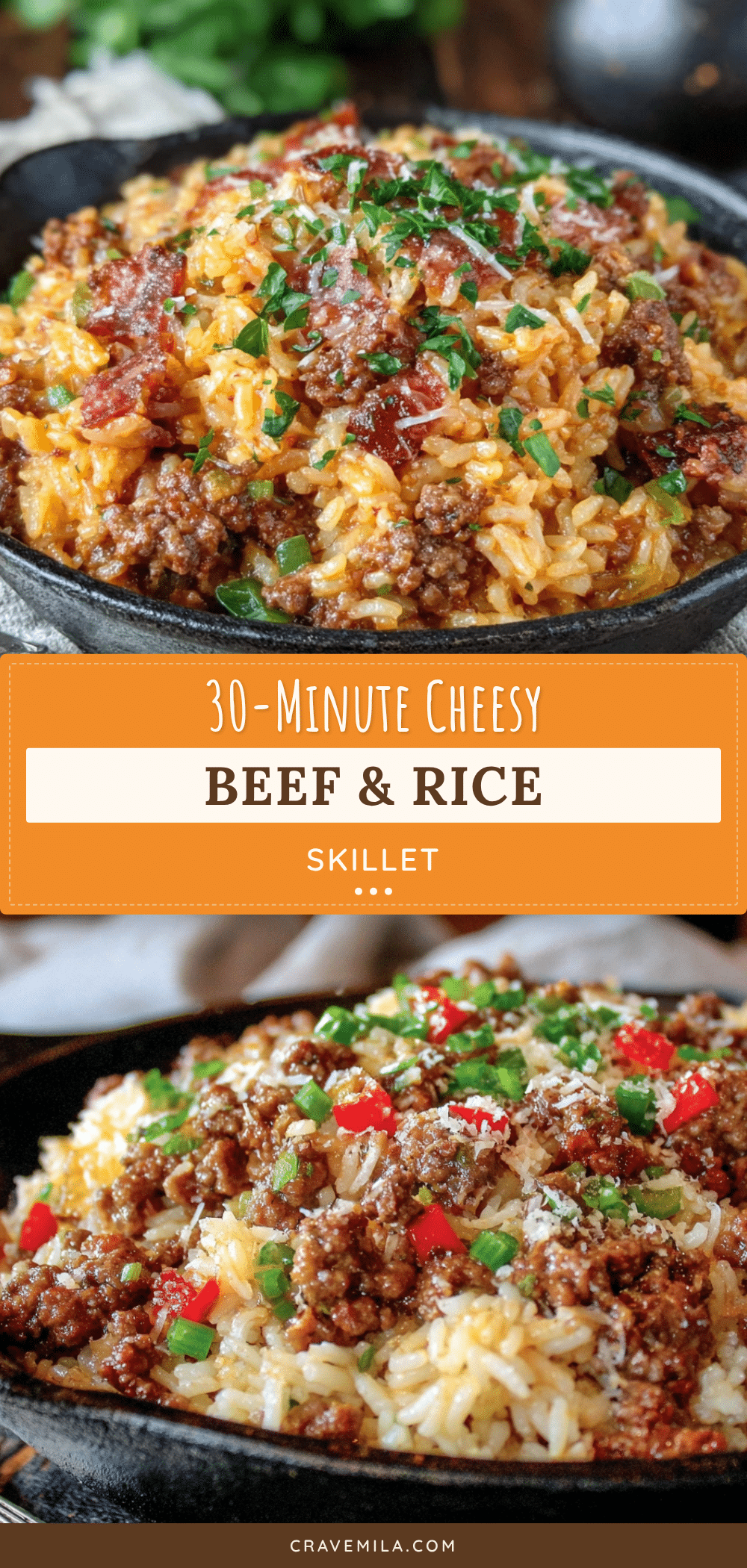 easy cheesy ground beef & rice skillet recipe