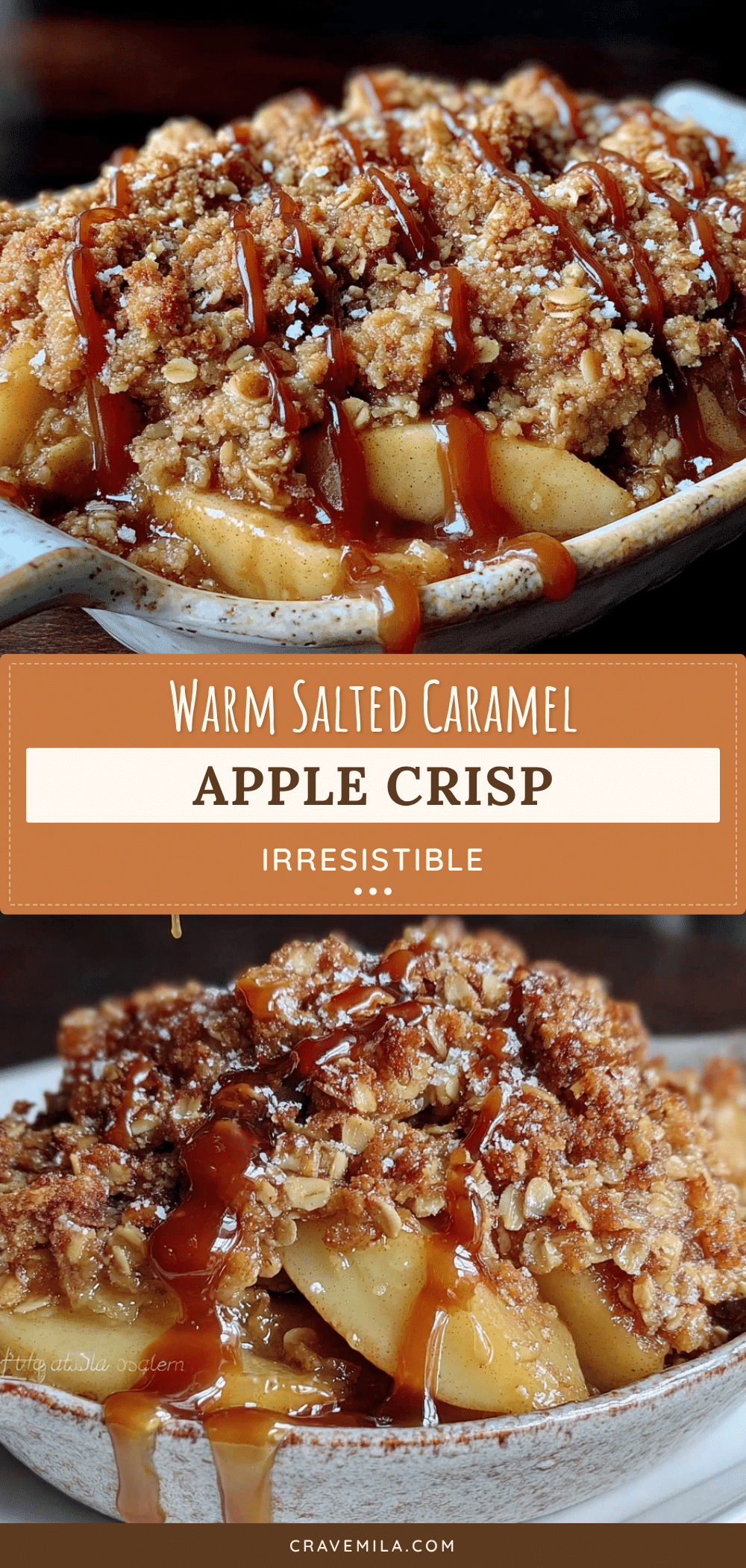easy salted caramel apple crisp with oat crumble recipe
