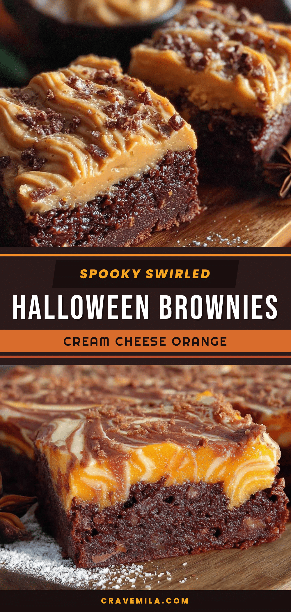 halloween brownies with orange cream cheese swirl recipe