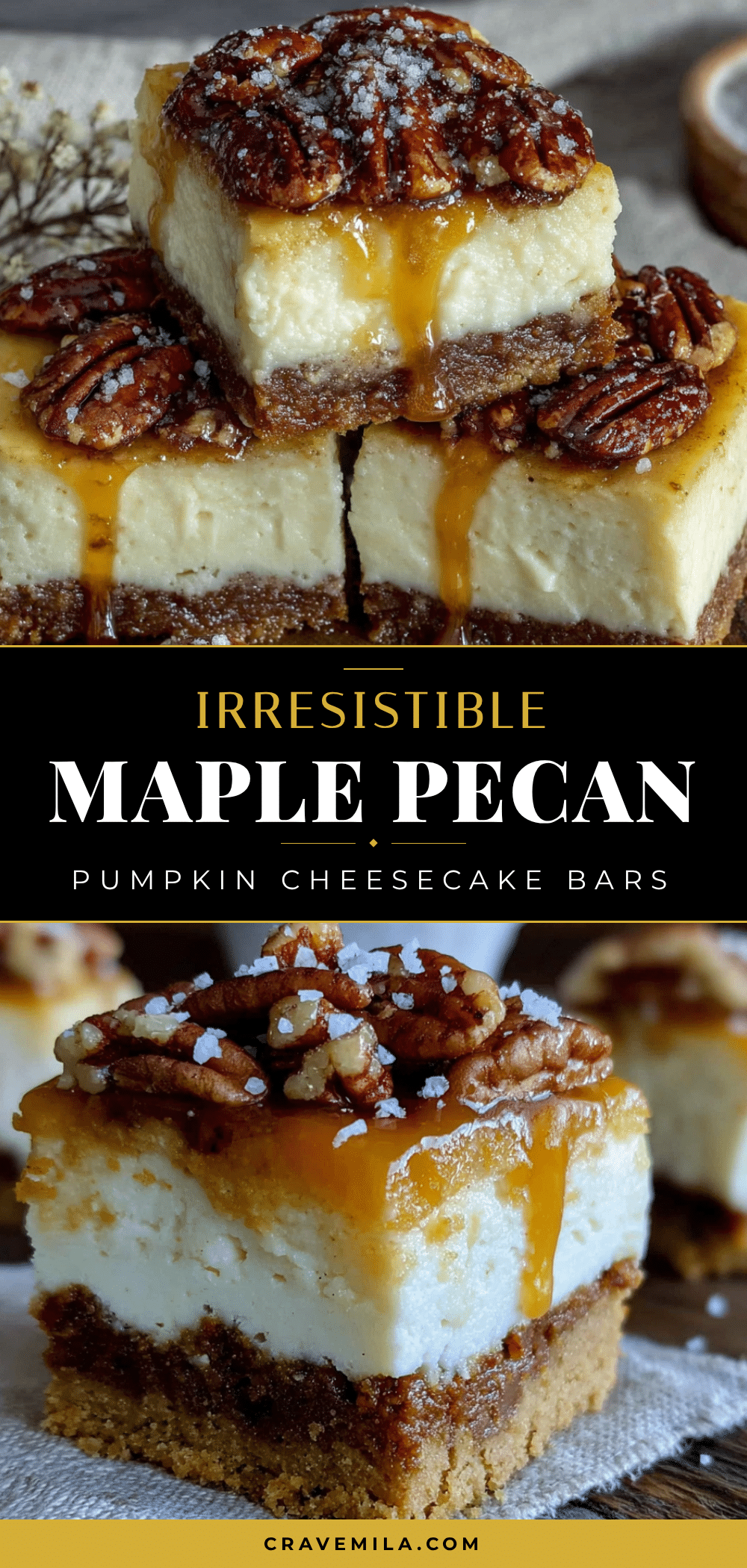 maple pecan pumpkin cheesecake bars recipe