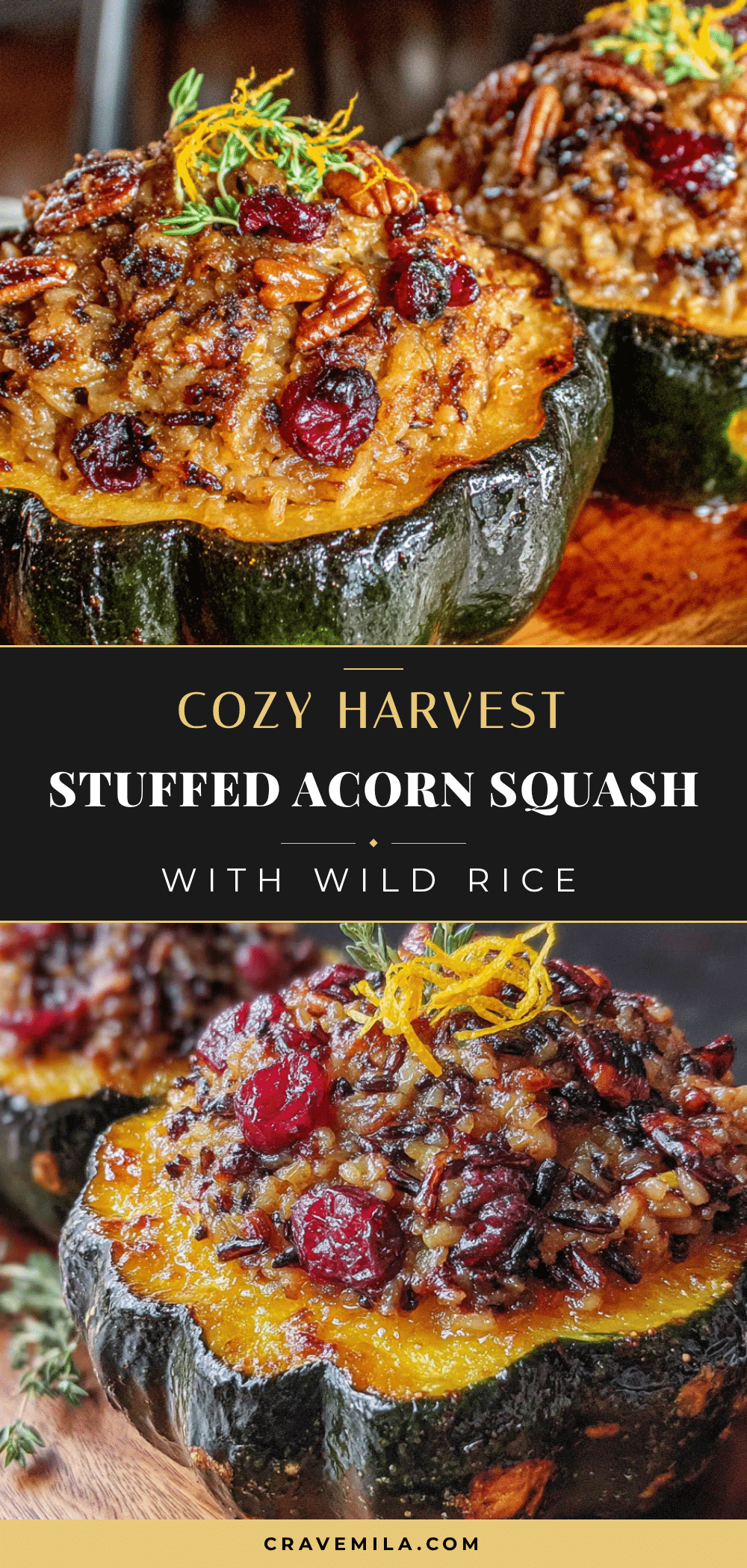 stuffed acorn squash with wild rice and cranberries recipe
