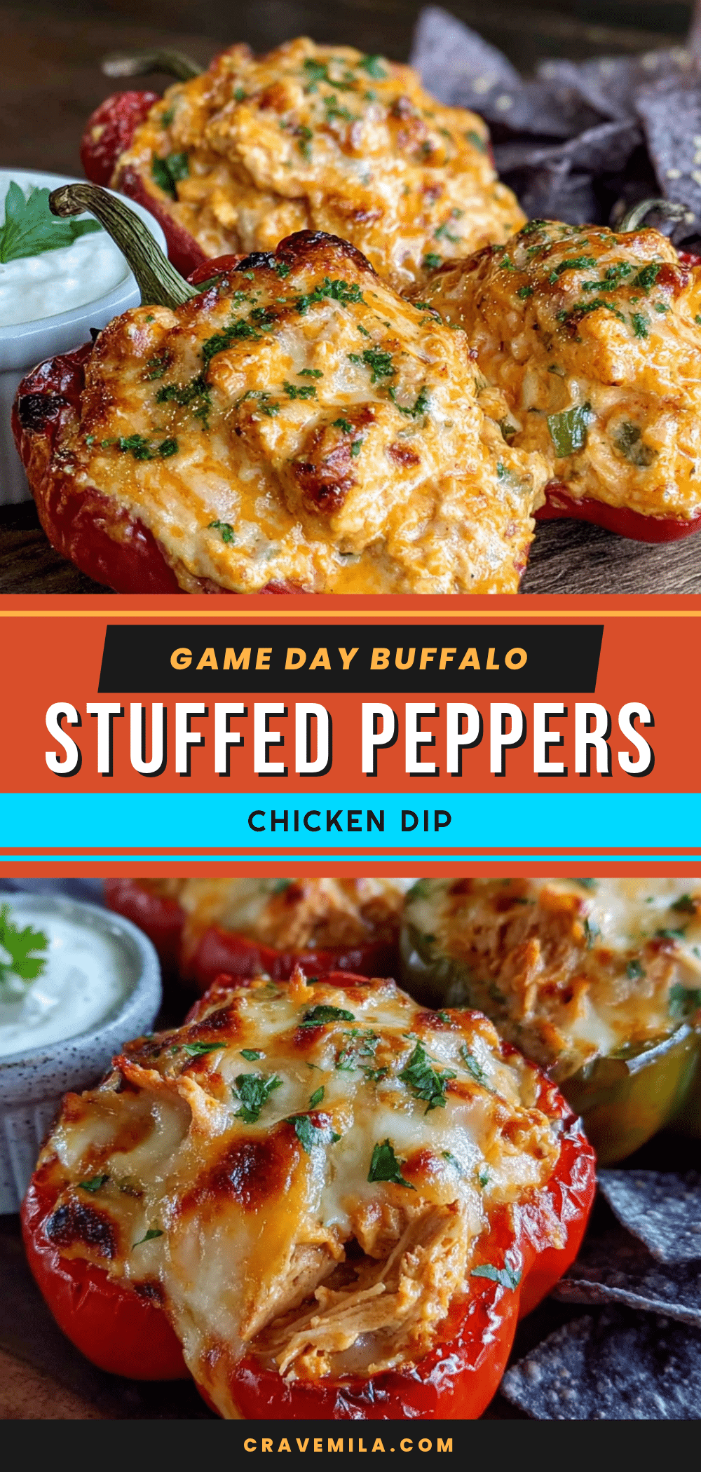 buffalo chicken dip stuffed peppers recipe