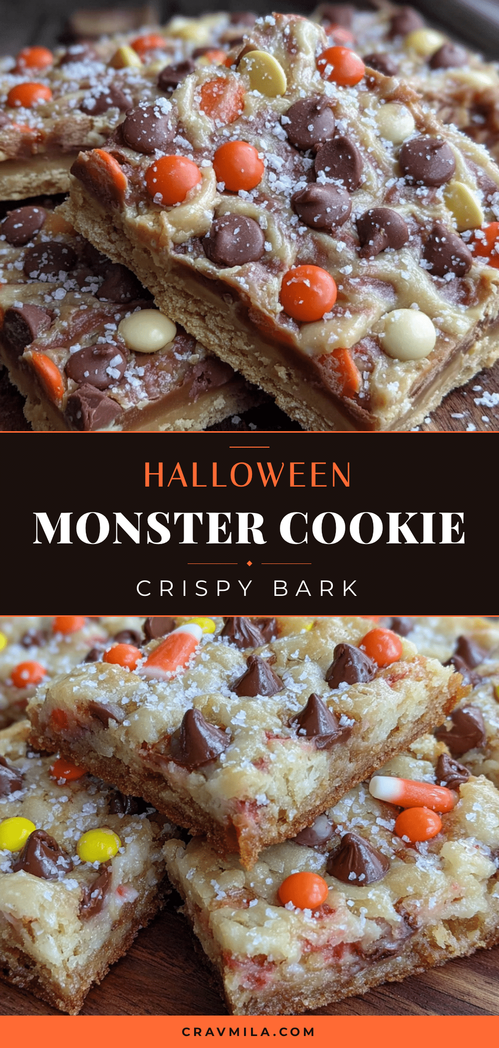 crispy halloween monster cookie bark recipe