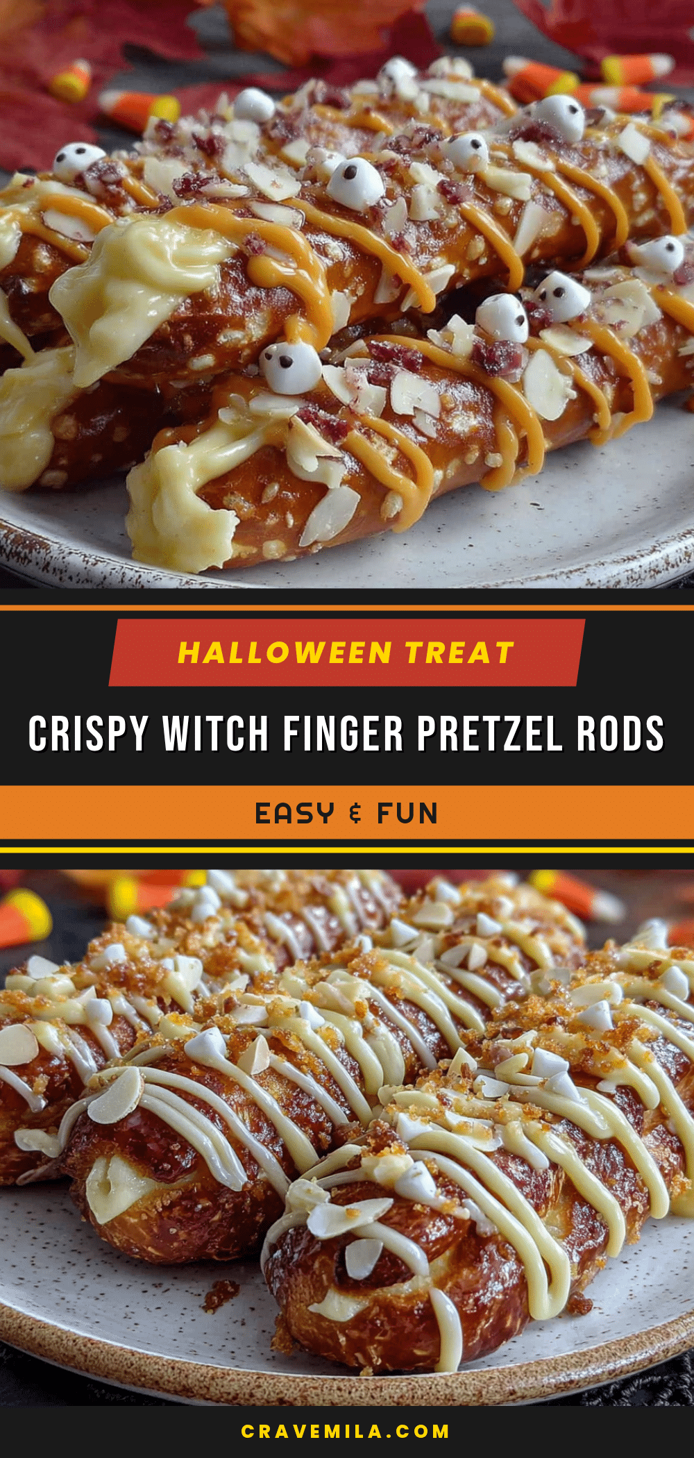 Crispy Witch Finger Pretzel Rods recipe