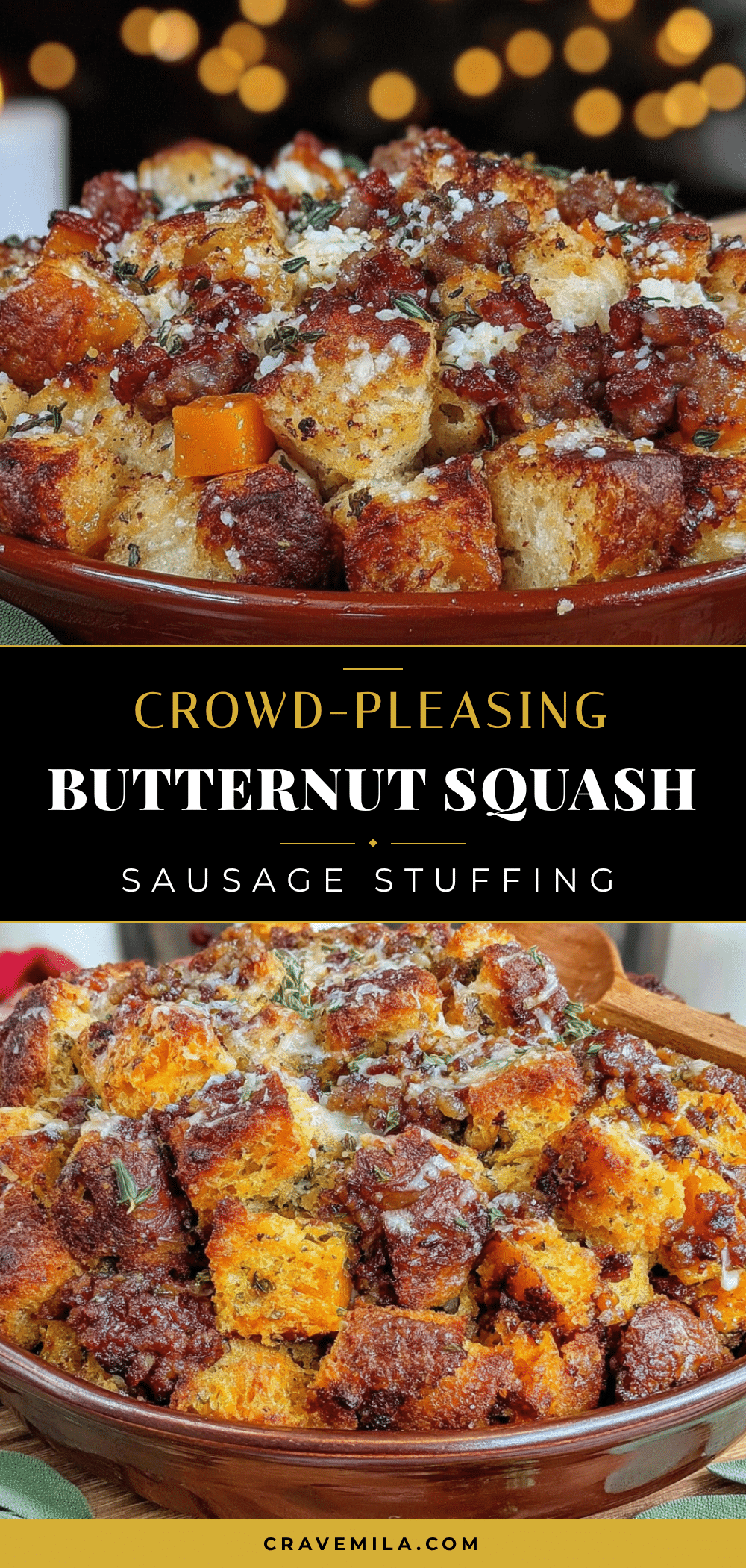 Crowd-Pleasing Roasted Butternut Squash and Sausage Stuffing recipe