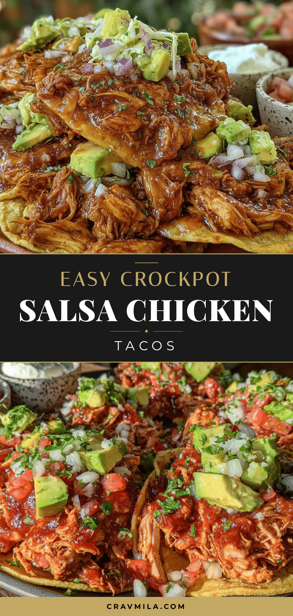 easy crockpot salsa chicken tacos recipe
