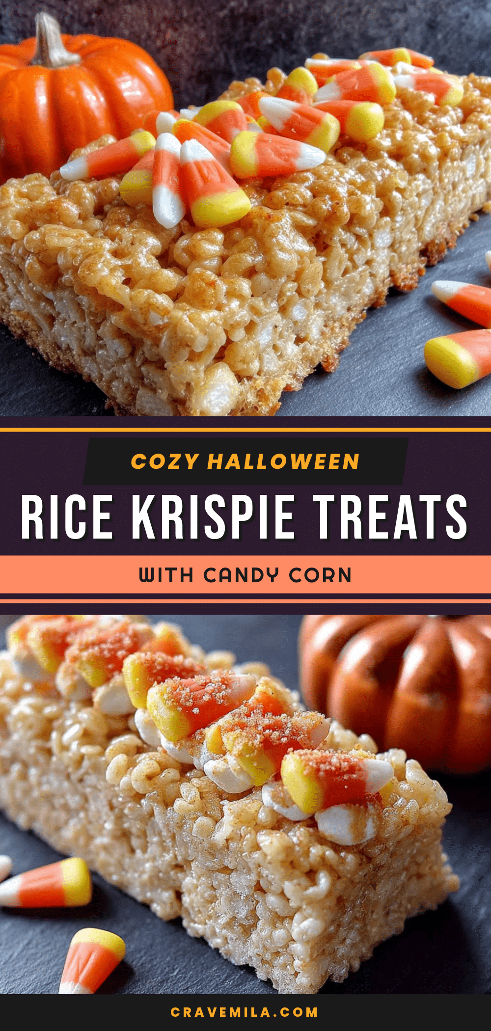 Halloween Rice Krispie Treats with Candy Corn recipe