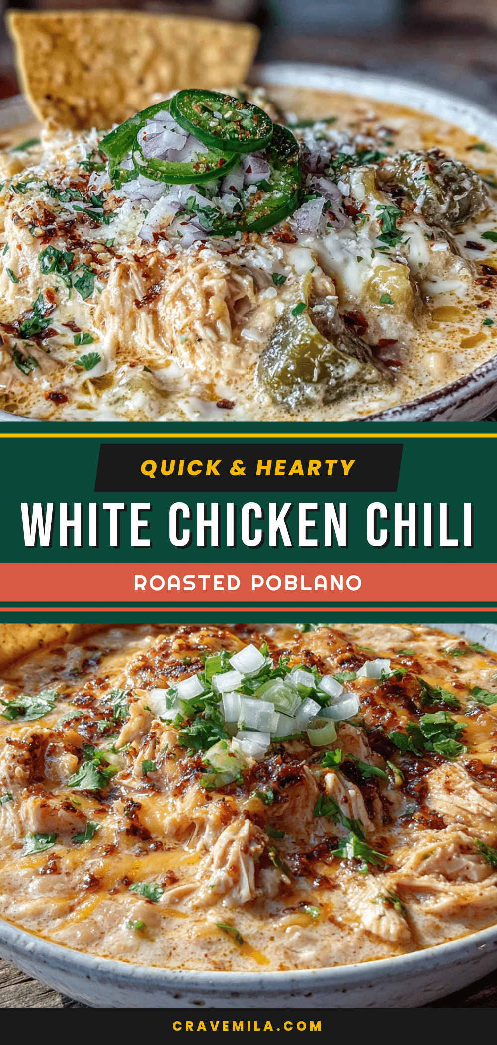 quick white chicken chili with roasted poblano peppers recipe