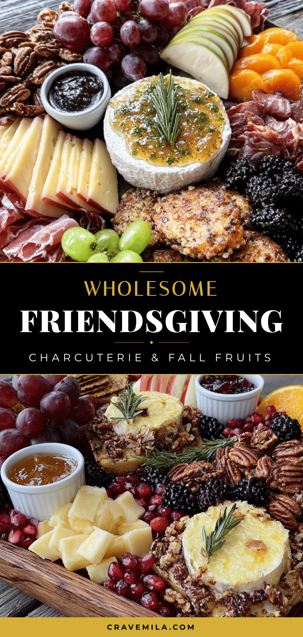 wholesome Friendsgiving charcuterie board with fall fruits recipe