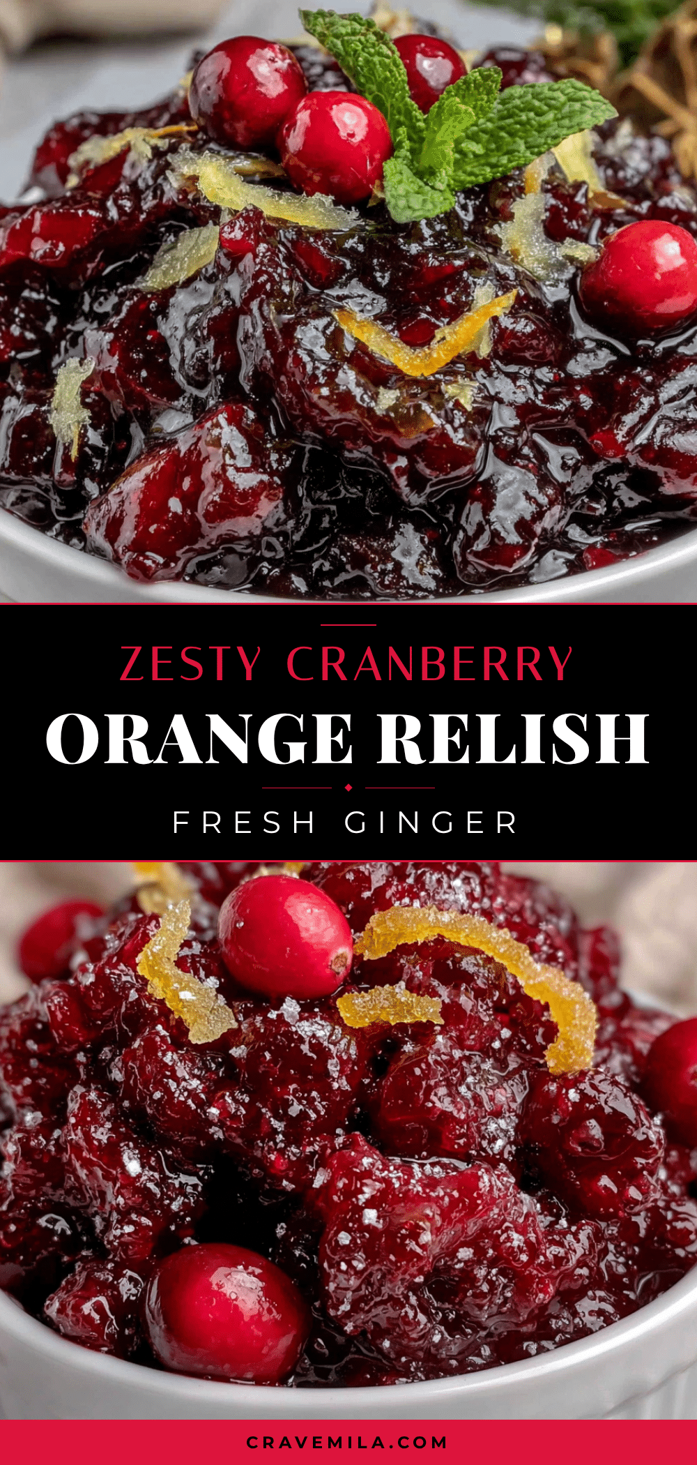 Zesty Cranberry Orange Relish with Fresh Ginger recipe